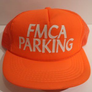 Vintage Orange FMCA Parking trucker cap snapback